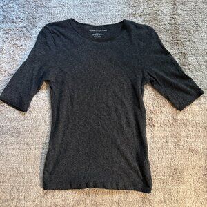 Majestic Filatures Cotton Cashmere Elbow Sleeve Crewneck Black Gray Size 1 XS
